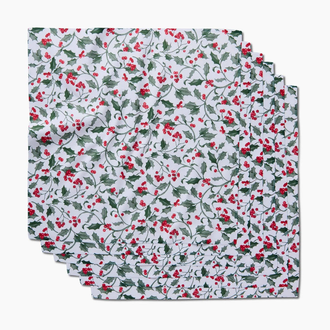 Christmas Holly Geometry Dinner Napkin Set