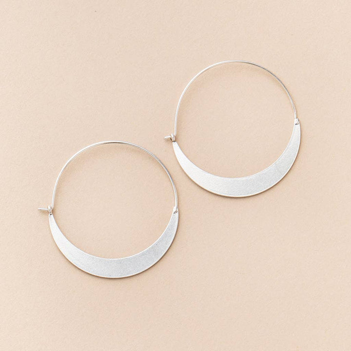 Crescent Silver Hoop Earrings