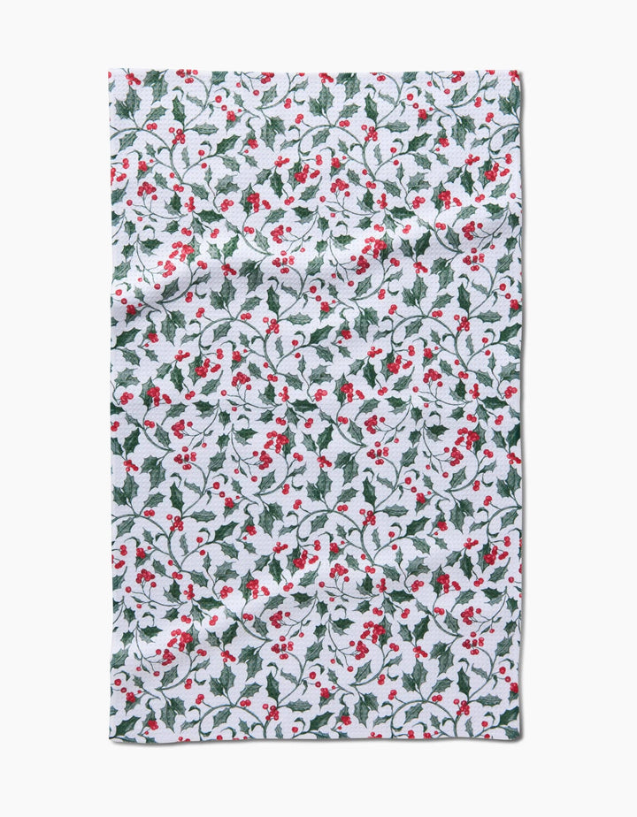 Christmas Holly Geometry Tea Towel