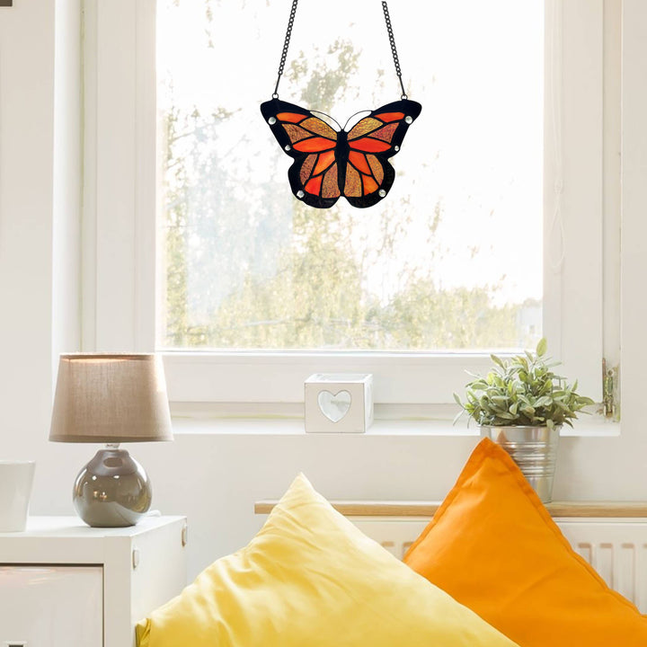 Orange & Black Butterfly Stained Glass - Merry Piglets