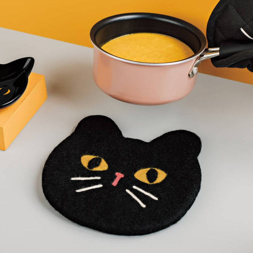 Black Cat Felt Wool Trivet