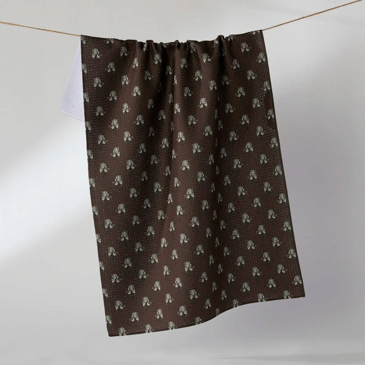 Brown Foraged Geometry Tea Towel