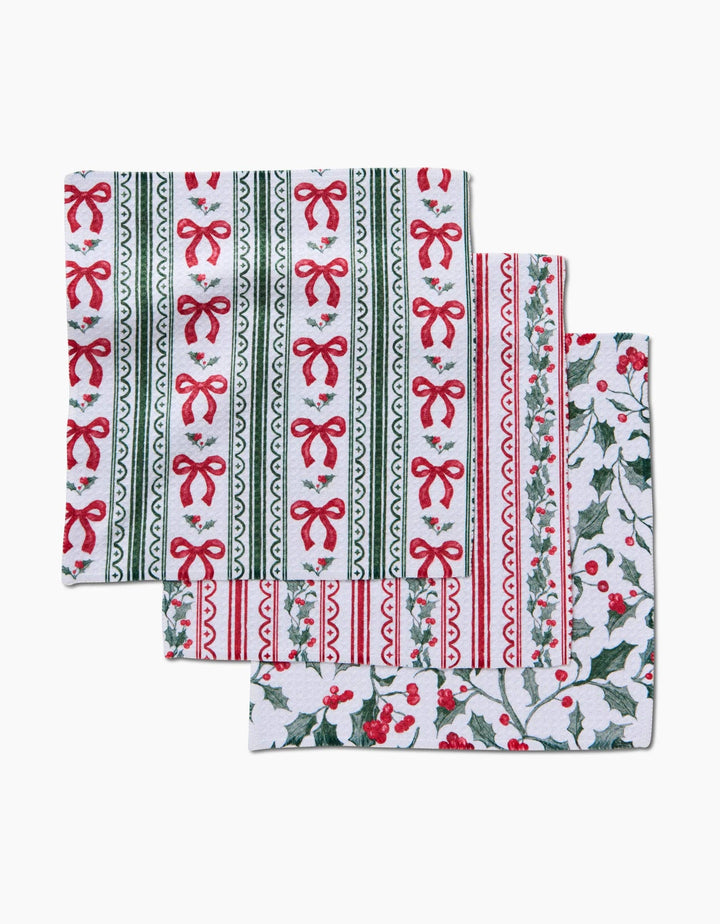 Christmas Ribbons Geometry Dishcloth Set