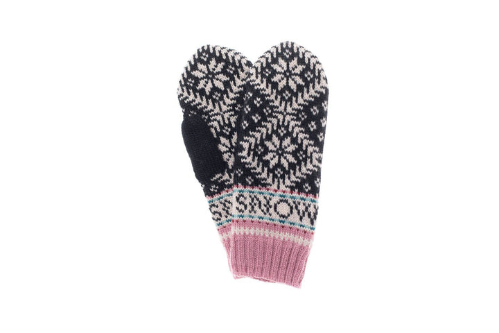 Black & Pink Nordic Mittens