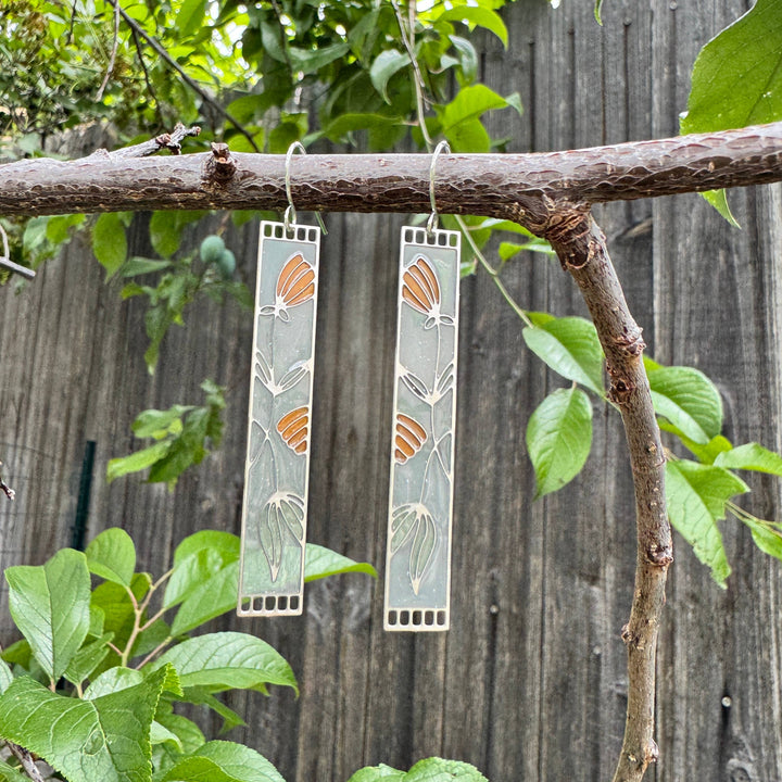 Honeysuckle Stained Glass Resin Earrings