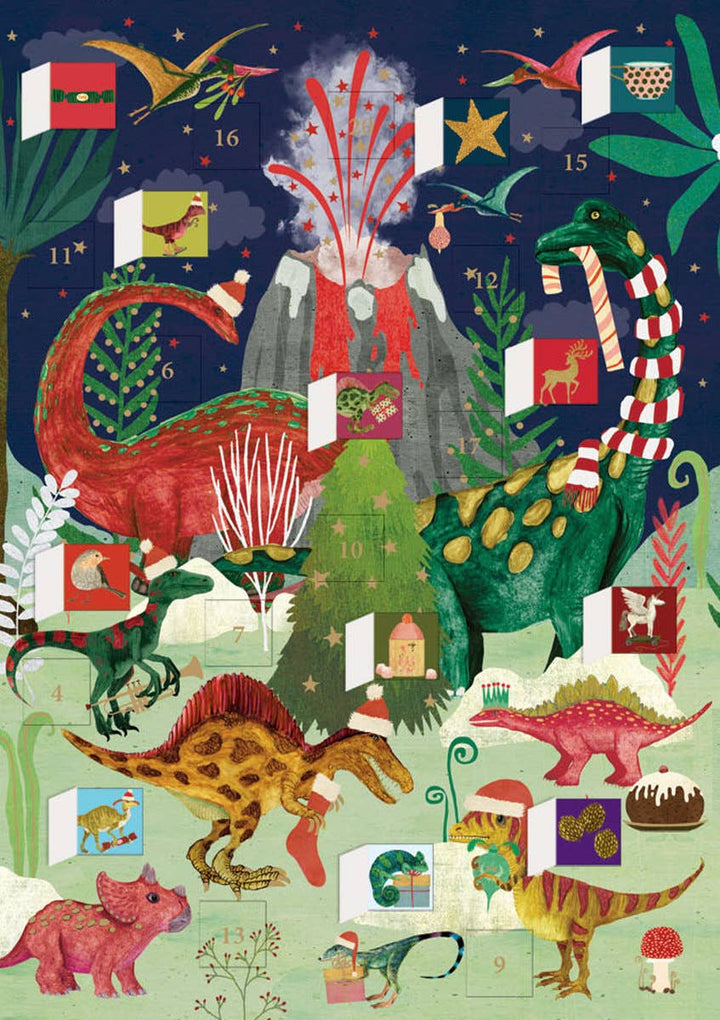 Dinosaur Christmas Advent Calendar Greeting Card