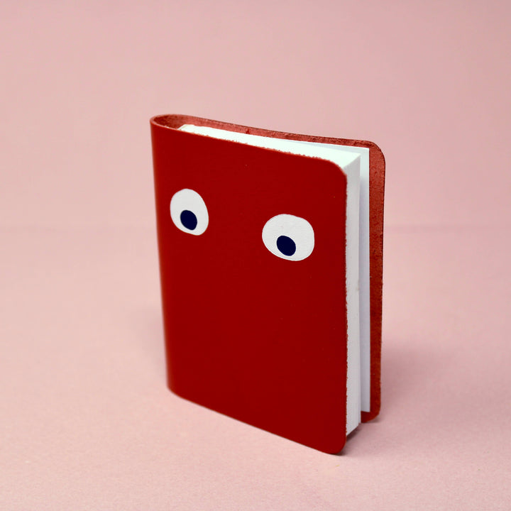 Googly Eye Mini Leather Notebook: Dark Pink