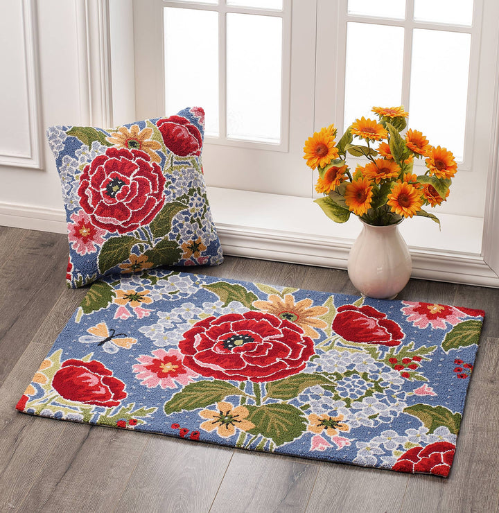 Farmhouse Floral Wool Hooked Pillow