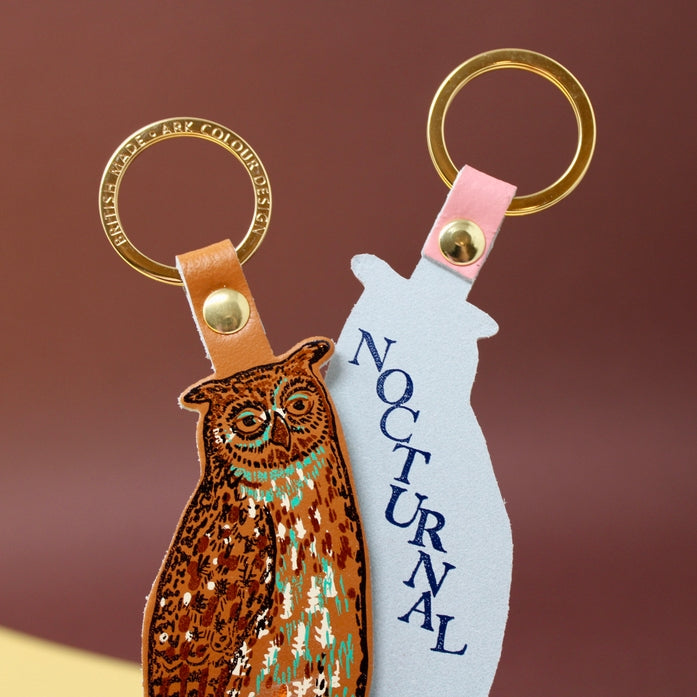 Nocturnal Owl Leather Key Fob - Merry Piglets