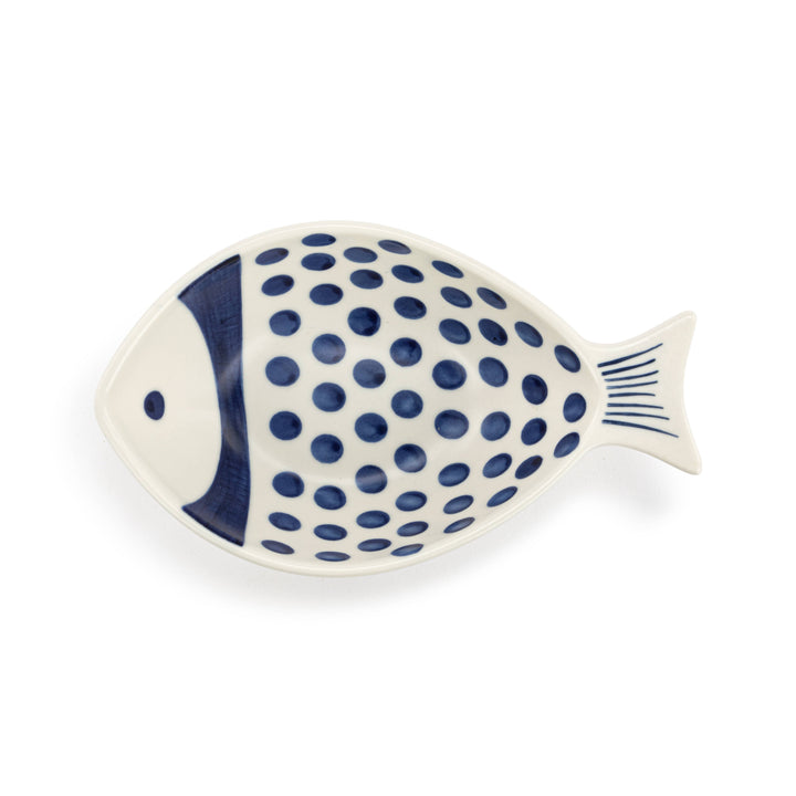 Blue Dot Fish Ceramic Dish