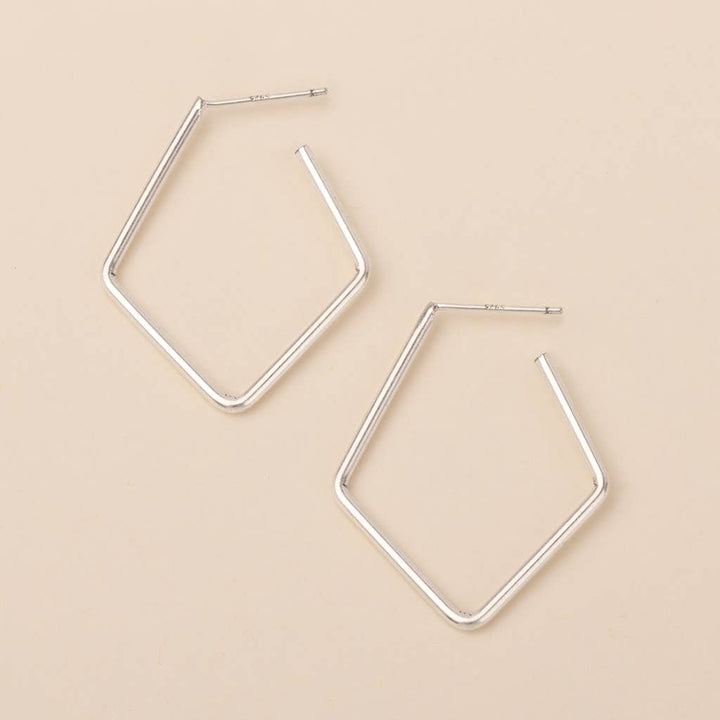 Geometric Silver Hoop Earrings