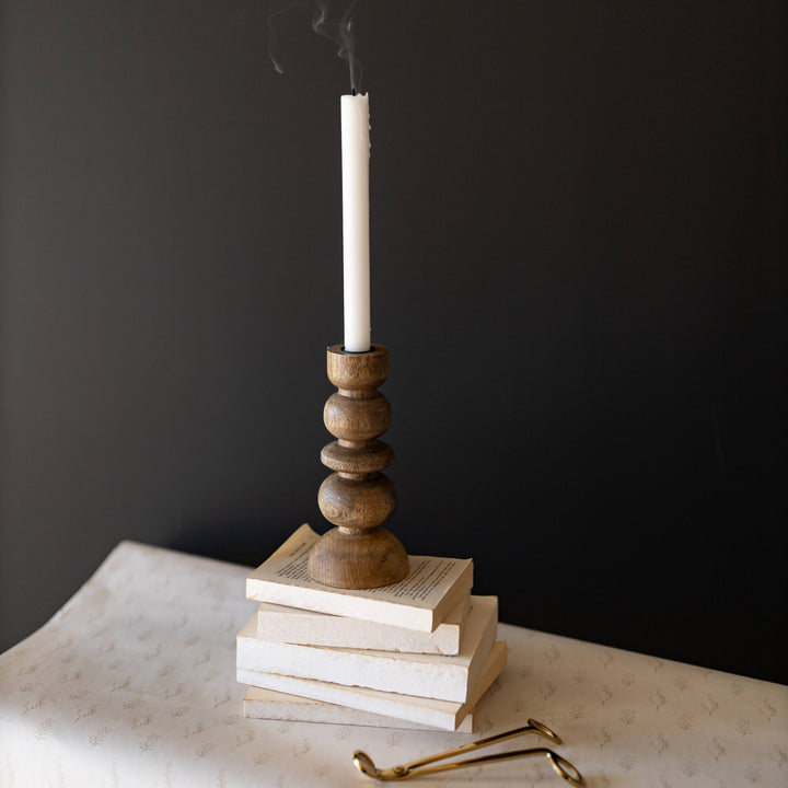 Elise Wood Taper Candle Holder