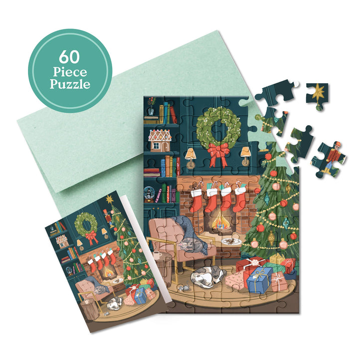 Cozy Fireplace Puzzle Greeting Card