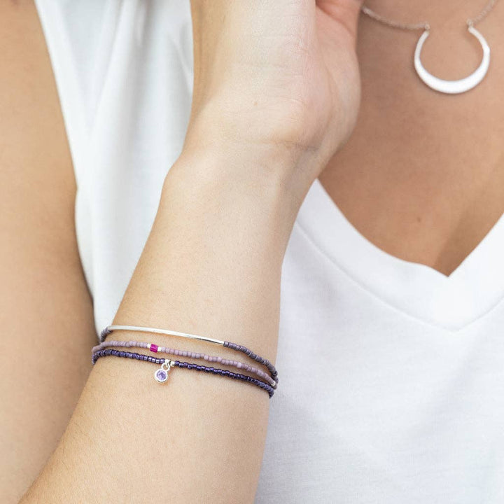 Bracelet Trio - Purple/Silver