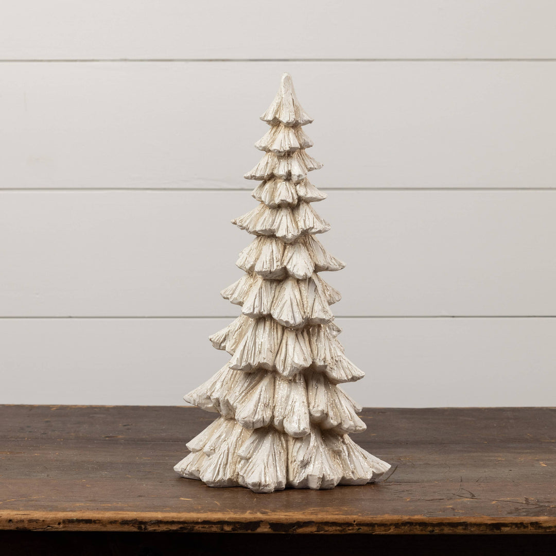 Glittered Cream Tree - 18"