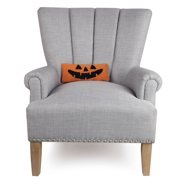 Petite Jack-O-Lantern Wool Hooked Pillow