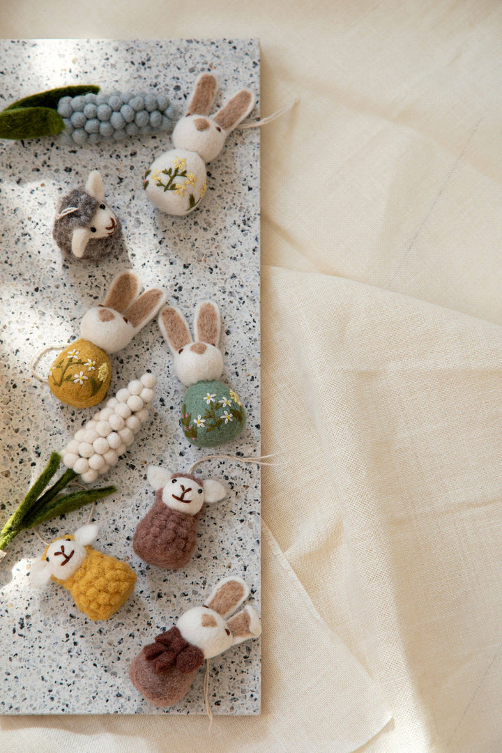 Green Wool Bunny Ornament