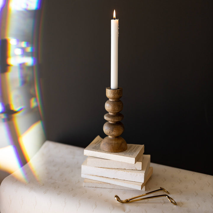Elise Wood Taper Candle Holder