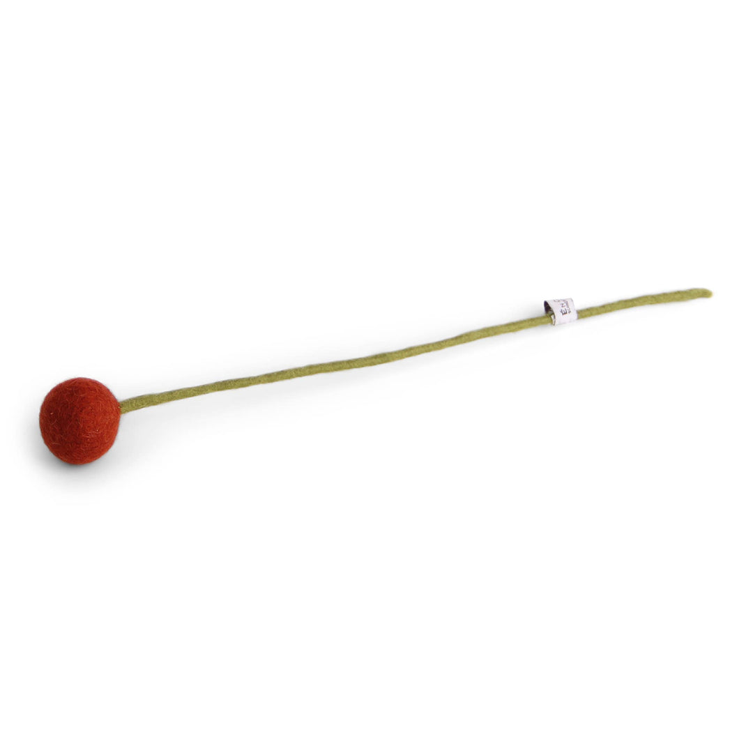 Brown Orange Wool Pom Flower Large
