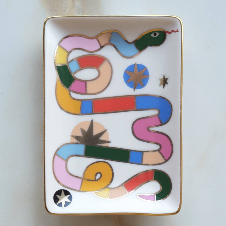 Rainbow Snake Porcelain Trinket Dish