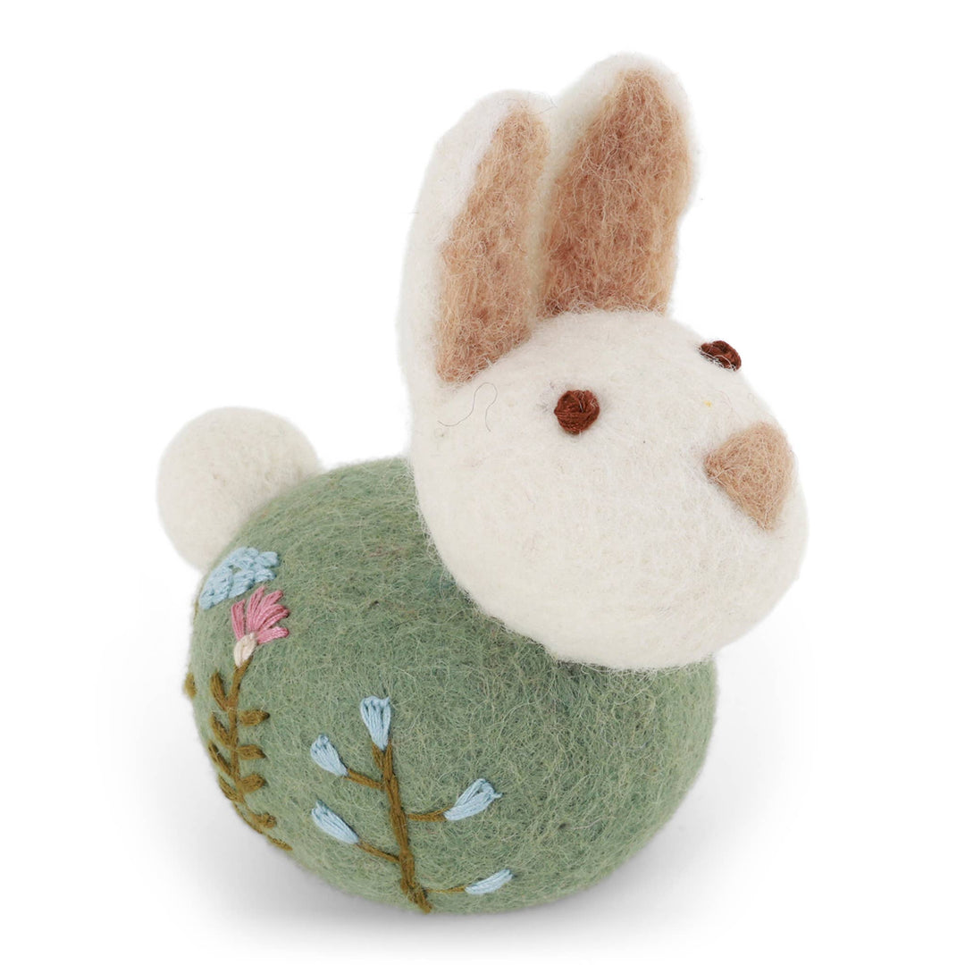 Green Wool Sitting Bunny