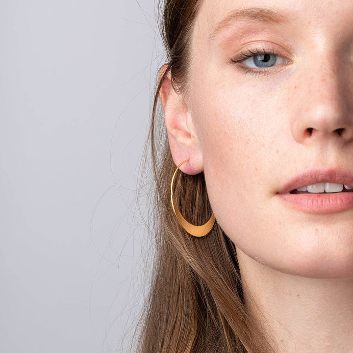 Crescent Gold Hoop Earrings