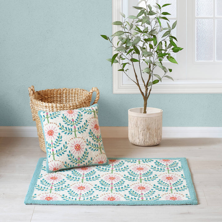 Garden Party Wool Hooked Pillow