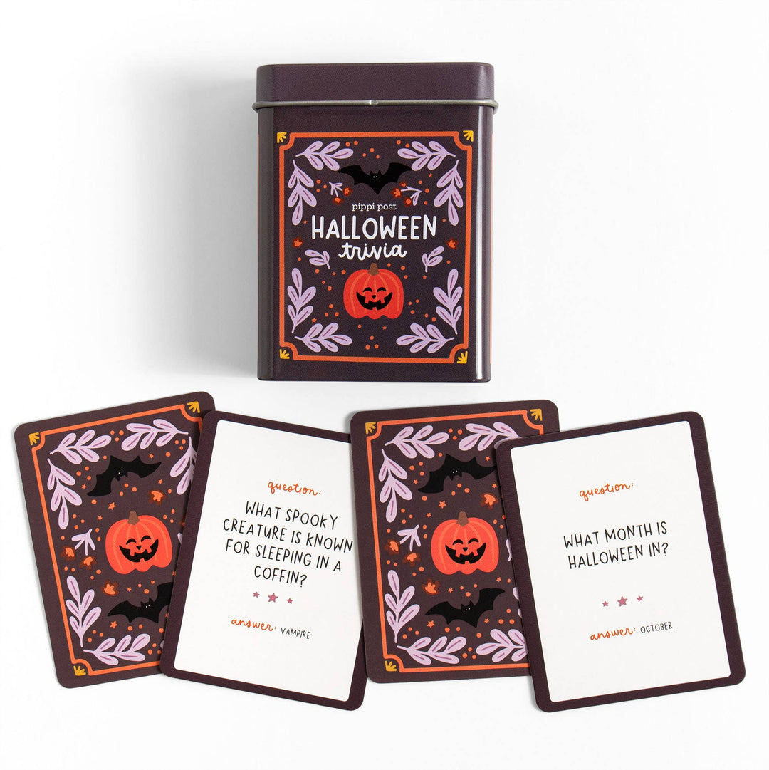 Halloween Trivia Cards in Tin