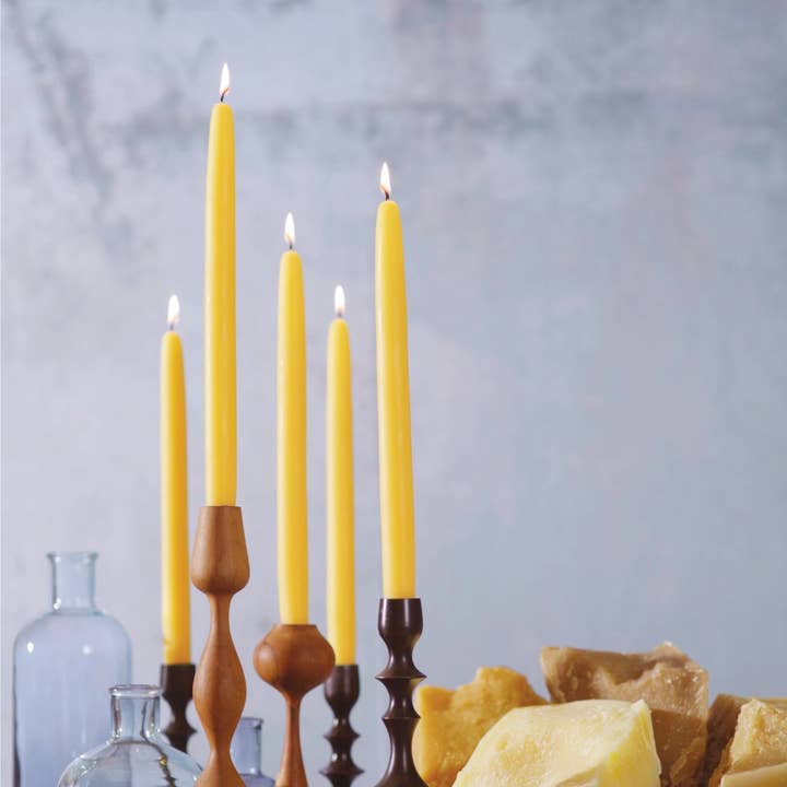 Natural Beeswax Taper Candles - Merry Piglets