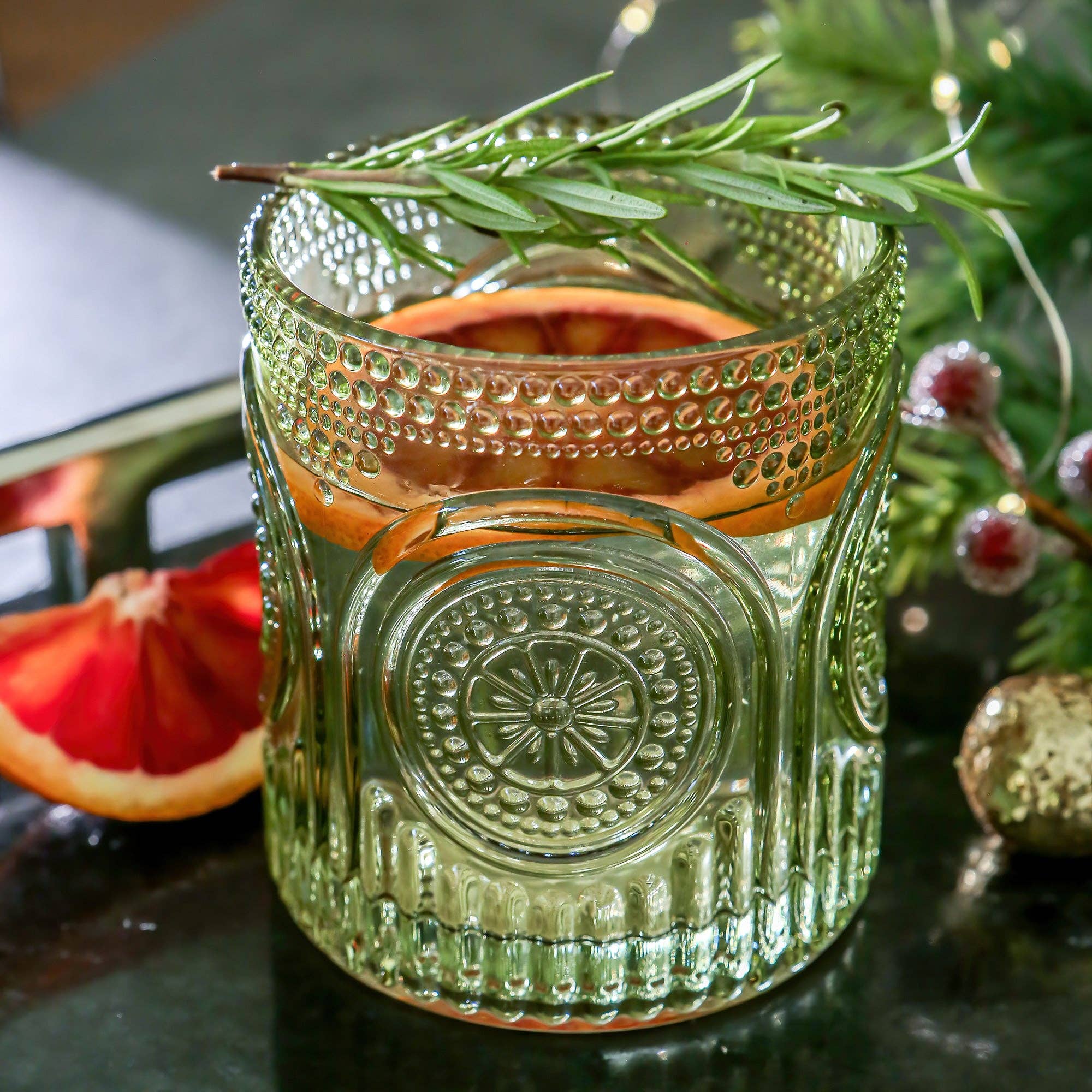 Green drinking glasses discount