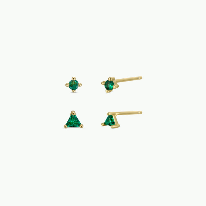 Birthstone Stud Gold Earrings Set