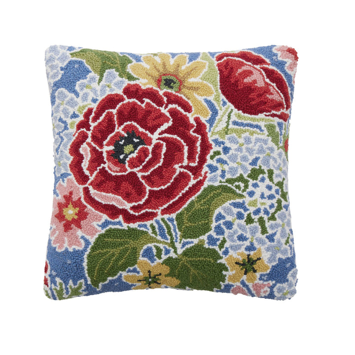 Farmhouse Floral Wool Hooked Pillow