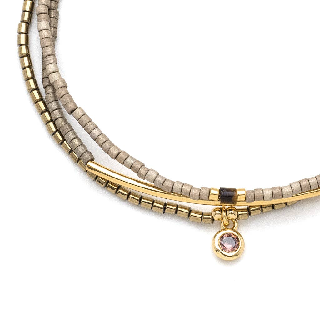 Beaded Bracelet Trio - Pewter/Gold