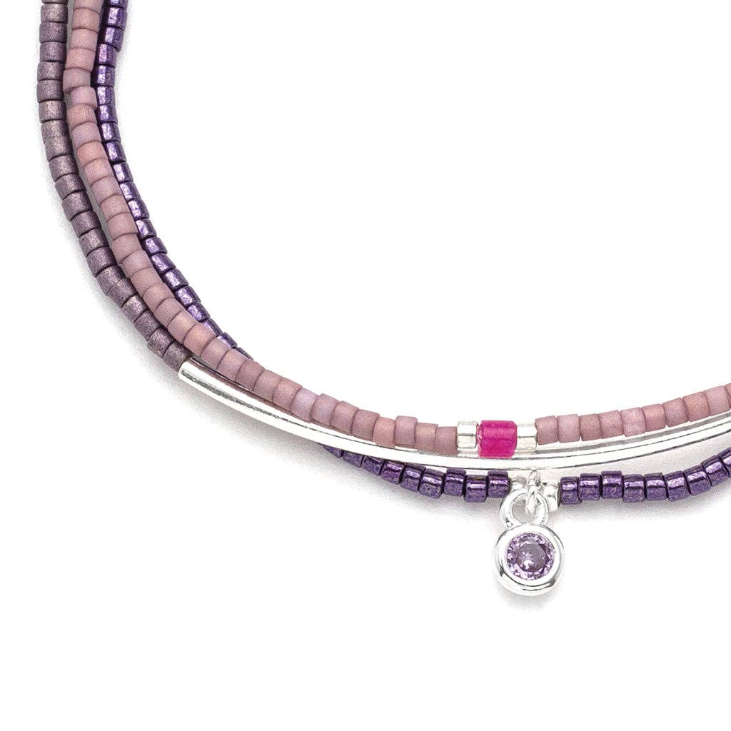 Bracelet Trio - Purple/Silver