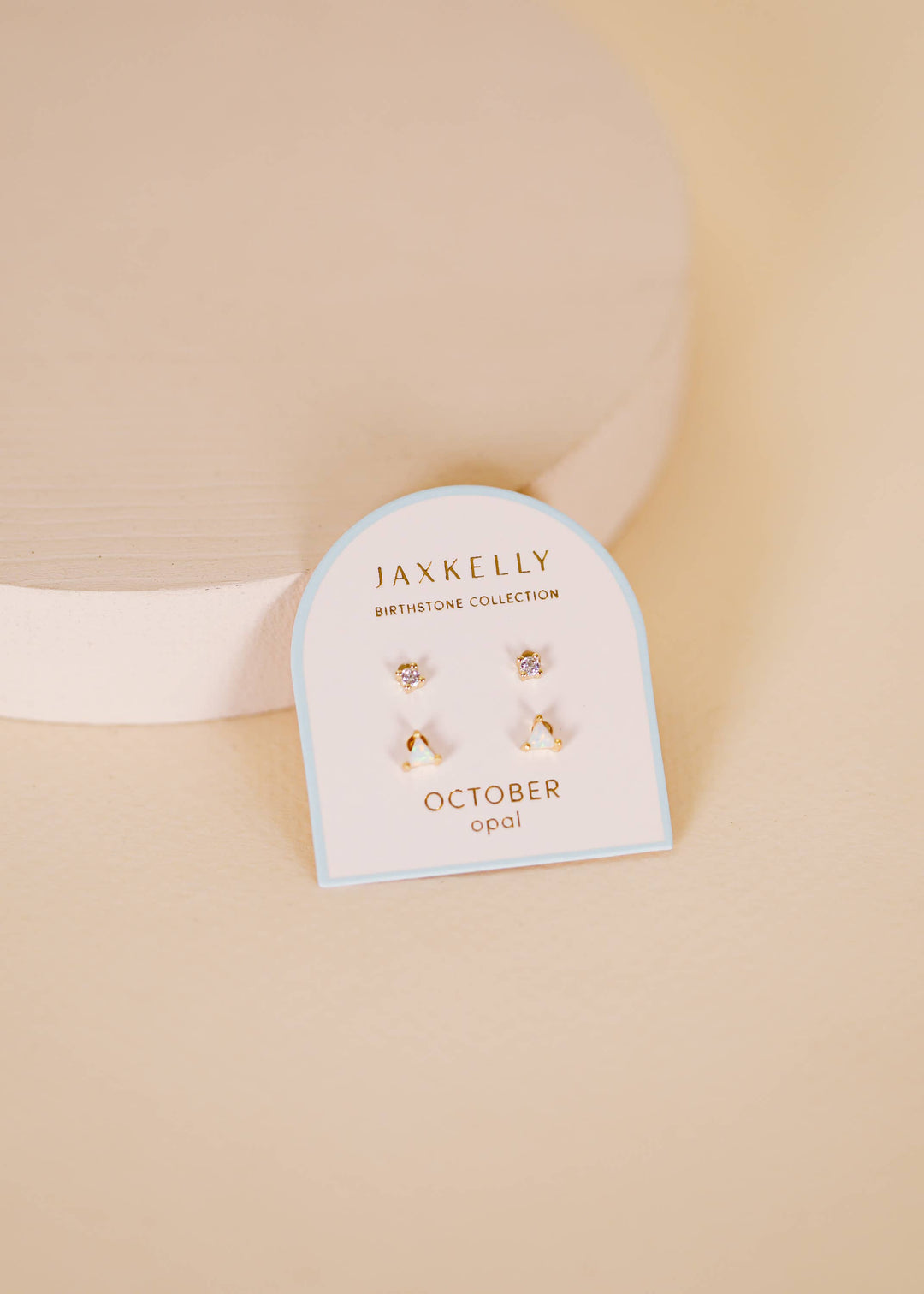 Birthstone Stud Gold Earrings Set