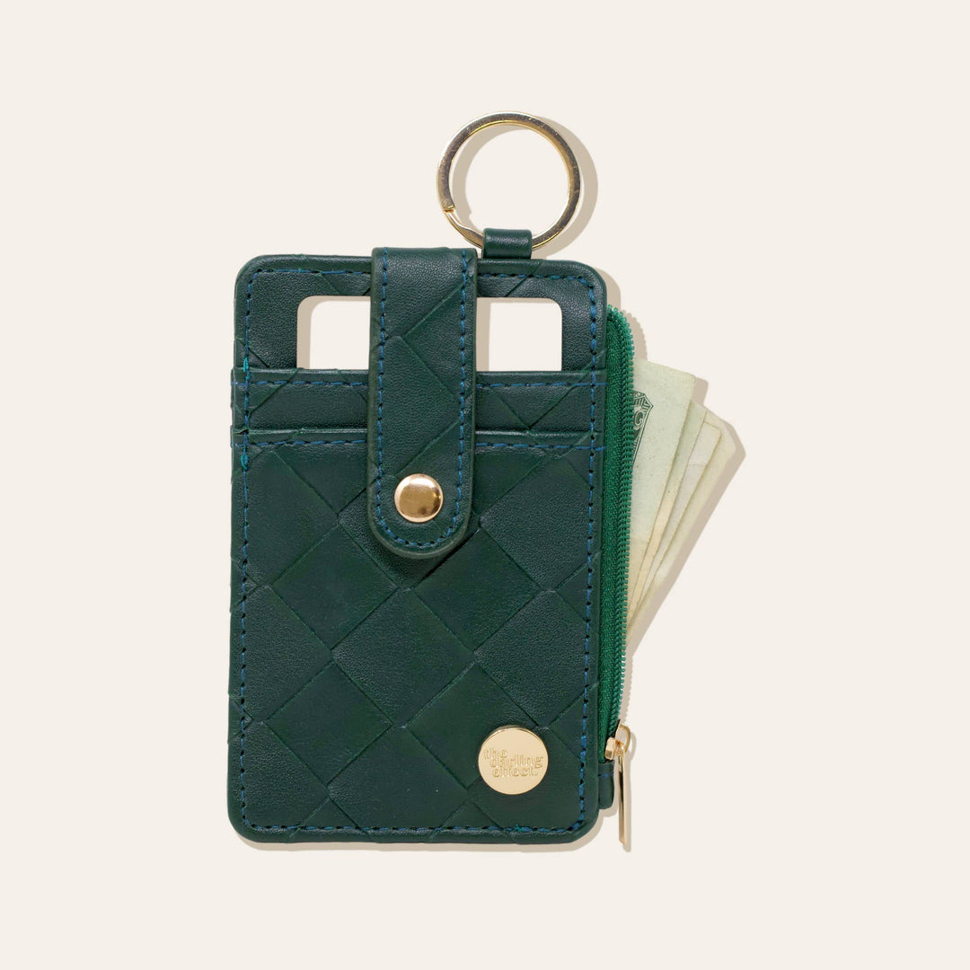 Dark Green Woven Keychain Wallet