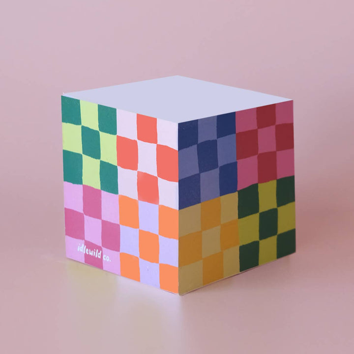 Rainbow Check Sticky Note Cube