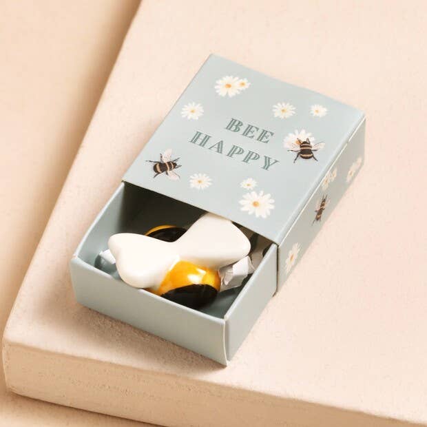 Tiny Matchbox Bee Ceramic Token