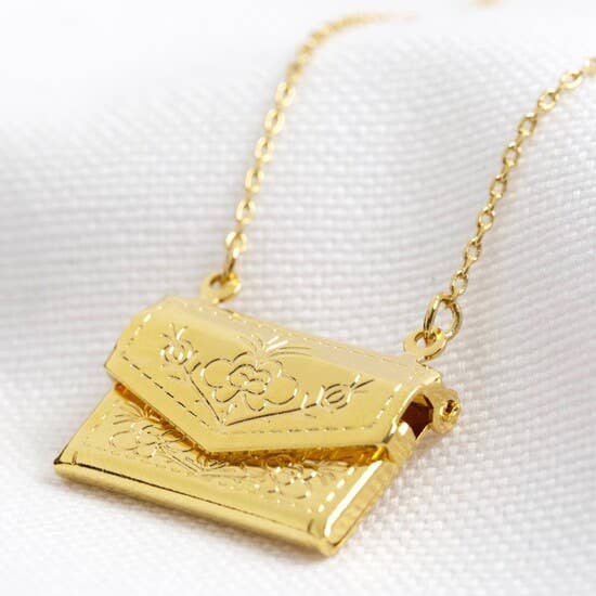 Gold Envelope Locket Necklace