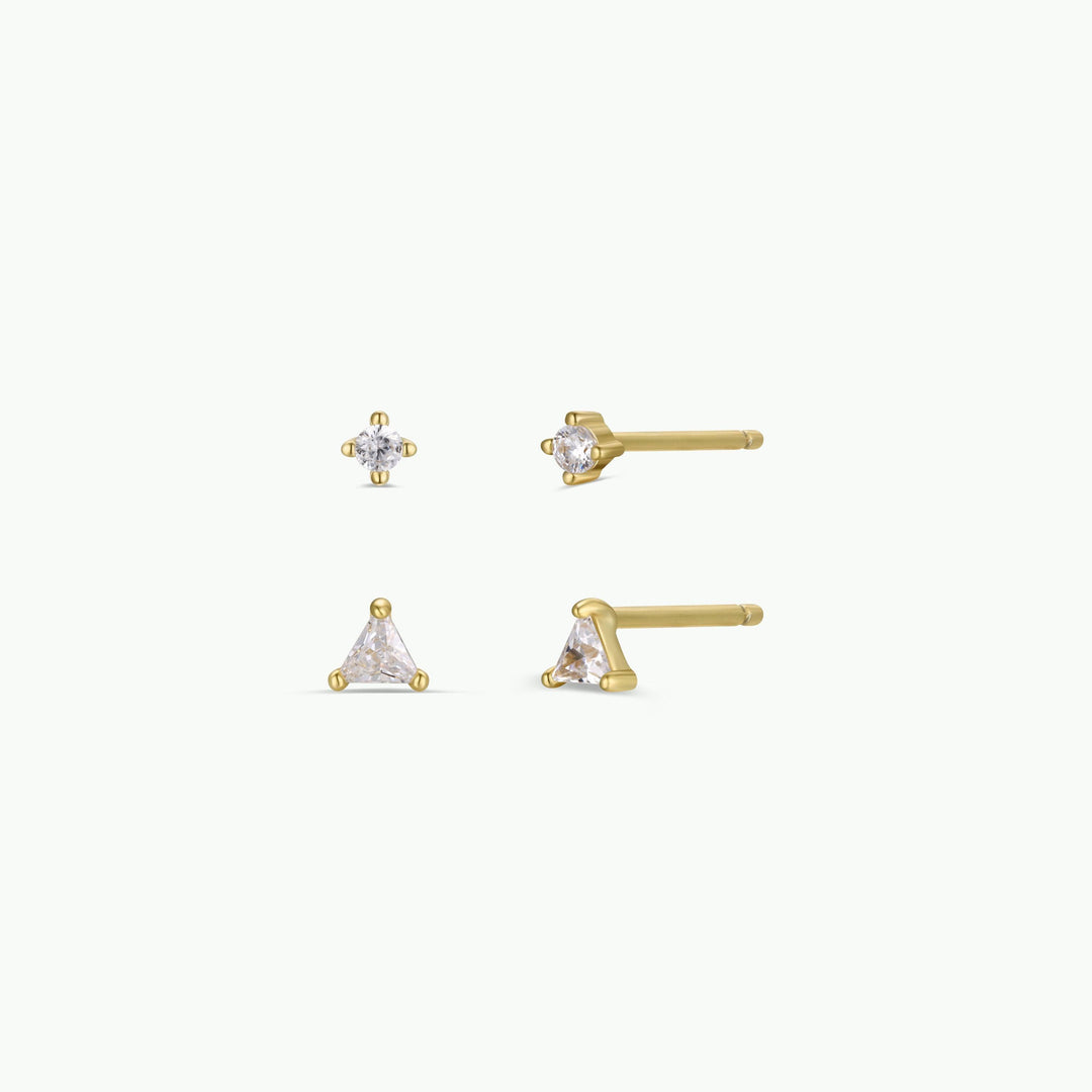Birthstone Stud Gold Earrings Set
