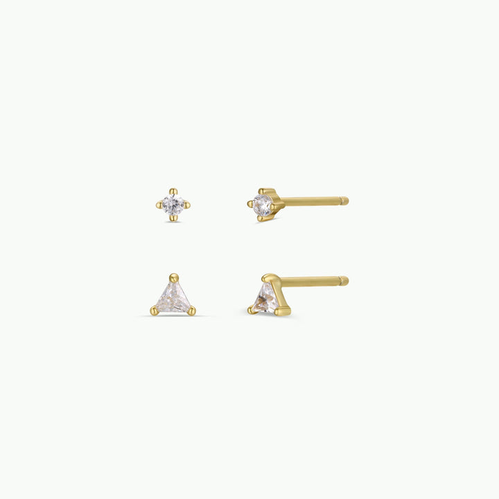 Birthstone Stud Gold Earrings Set
