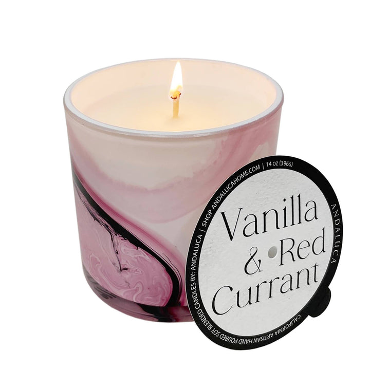 Vanilla & Red Currant Swirl Glass Candle