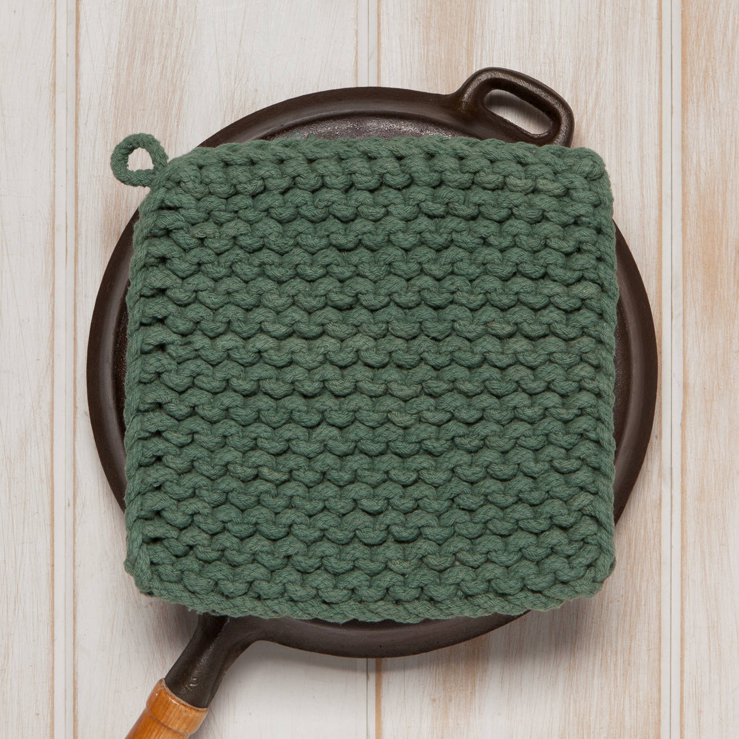 Jade Green Knit Potholder - Merry Piglets