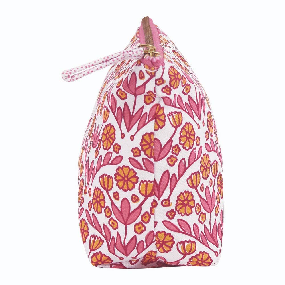 Pink Floral Zippered Pouch