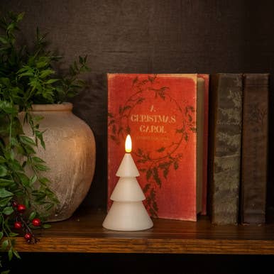 Cream Tree Candle w/ 3D Flame