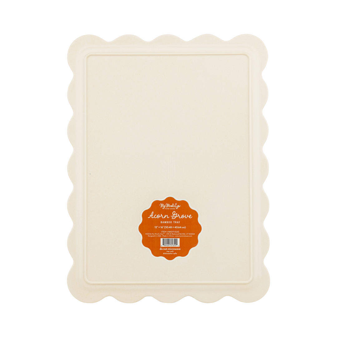 Acorn Grove Scalloped Bamboo Tray