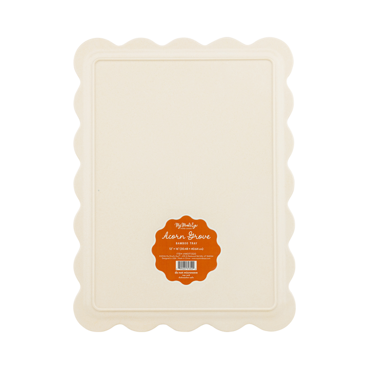 Acorn Grove Scalloped Bamboo Tray