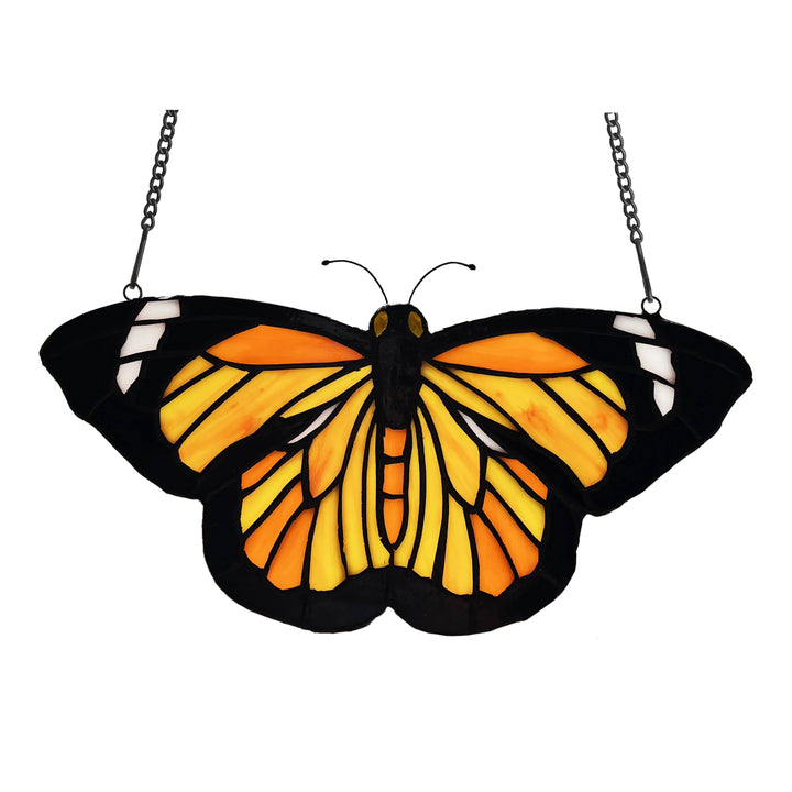 Monarch Butterfly Stained Glass Window Panel