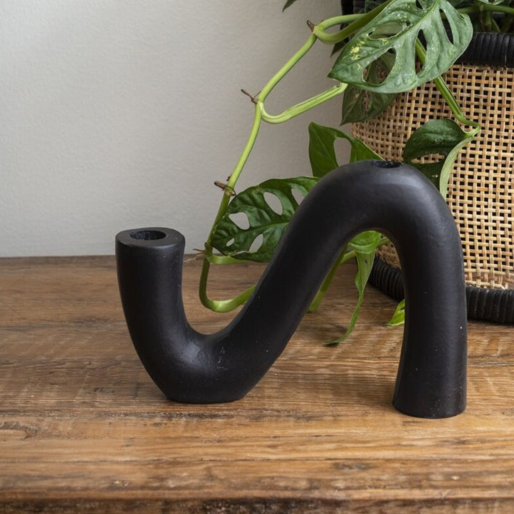 Black Curved Candle Holder