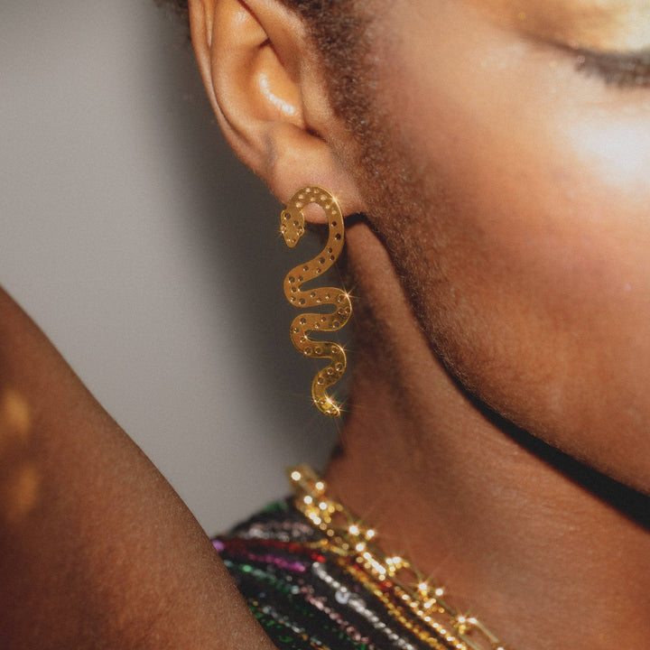 Britney Snake Gold Earrings